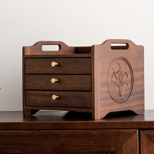Walnut Wood Multi Layer Tea Cake <b>Box</b> <b>Drawer</b> Type High End Household <b>Storage</b> For Pu Erh White Tea Rectangular Standing - Product Image 1