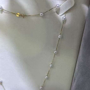 S925 Silver Starry Sky Pearl <b>Necklace</b>, 4-4.5mm Near Round Extreme Luster Flawless Pearl Jewelry manufacturer - Product Image 2