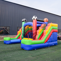 Château gonflable avec toboggan Trampolines gonflables Château de rebond Maison de saut en PVC Grand château gonflable Double toboggan Combo pour enfants