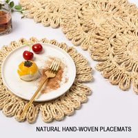 Sets de table ronds tressés en rotin naturel, napperons creux en osier pour table de salle à manger et de cuisine, idéaux pour les fêtes