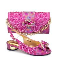 Ensemble sac et chaussures d'été en PU pour femme, design italien, motif floral avec strass, plates, pour occasions de mariage