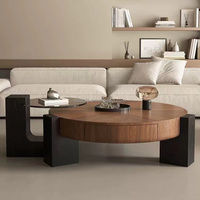Table basse carrée en bois de frêne massif de style marocain avec rangement et meuble TV, mobilier de maison fabriqué à Foshan