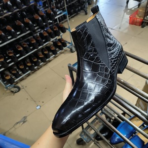 Botas <span class=keywords><strong>Chelsea</strong></span> Clásicas de Lujo Personalizadas para <span class=keywords><strong>Hombre</strong></span>, Botas de Cuero Genuino de Moda con Tobillo Alto, Antideslizantes, Transpirables, <span class=keywords><strong>Zapatos</strong></span> de Vestir de Cuero - Product Image 1