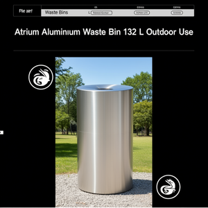 Cestino per Rifiuti in Alluminio Atrium 132 L per Uso Esterno - Product Image 3