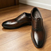 Chaussures habillées en cuir véritable pour hommes, chaussures de loisirs souples, lacets, brogues, chaussures de bureau formelles, chaussures plates décontractées, mocassins britanniques
