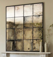 Retro Embossed Antique Luxury Style Painted Mirror Float Glass Flat Matte Surface Villa Interior Decoration Hotel Entry