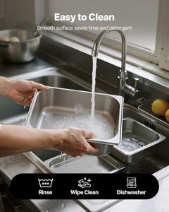 OV0006 Set di 6 Vaschette in Acciaio Inox per Cottura a Vapore, Formato 1/2, Profondità 4 Pollici, Antiaderenti, per <span class=keywords><strong>Ristoranti</strong></span> e Catering - Product Image 4