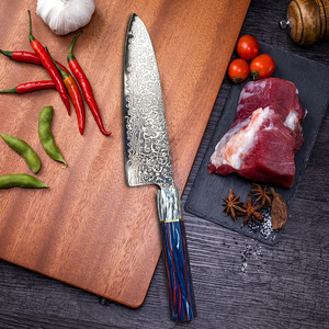 Cuchillo de chef Santoku profesional al por mayor, de acero de Damasco, para restaurantes, HORECA y el mercado minorista, cuchillo de cocina japonés - Product Image 3