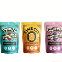 Op maat gemaakte staande pouches met verticale ritssluiting, plastic verpakkingen, food-grade, voor gedroogd fruit, chocolaatjes, desserts, met bodemvouw