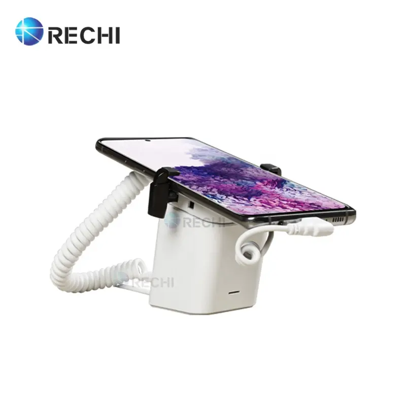 RECHI New Design Retail Merchandiser Security Stand With Clamp/Gripper For Mobile Phone Anti-theft Display Secure Alarm Holder