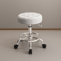 Tabouret Pivotant en Acier Inoxydable Réglable en Hauteur avec Roues, Meilleure Vente pour Salons, Spas et Coiffeurs