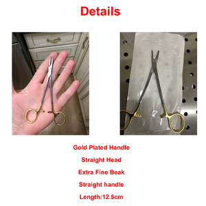 คีมยึดเข็มสำหรับทันตกรรม14ซม. ชุดสเตนเลสฟิสิกส์หัว TC ด้ามจับชุบทองเครื่องมือผ่าตัดสำหรับจัดฟัน - Product Image 2