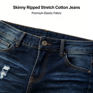 Jeans ajustados rasgados para hombre, pantalones de mezclilla azules, estilo rockero, streetwear, elásticos, casuales, urbanos - Product Image 5
