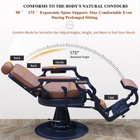 Fauteuil de barbier de luxe personnalisé, hydraulique, inclinable, en cuir PU haute densité, pivotant, appui-tête réglable, usage professionnel pour salon et spa