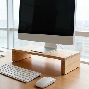 Soporte para Monitor de Madera Maciza, Color Natural, Estilo Simple, Tipo Elevador de Escritorio para Computadora, Uso en Taller - Product Image 1