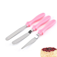 Ensemble de 3 spatules à crème en acier inoxydable, spatule droite et spatule coudée, couteau à palette pour la décoration de gâteaux