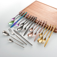 Ensembles de couverts en bambou en acier inoxydable 304 de haute qualité pour hôtel de restaurant de mariage