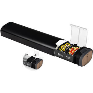 Boîte à pilules personnalisable et étanche pour 7 jours, en aluminium et bois, grande capacité, compartiment pour pilules, boîte à pilules pour recharge, organisateur de pilules - Product Image 2