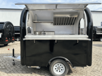 Chariot de restauration rapide mobile rond personnalisé, remorque alimentaire simplifiée, kiosque à café vintage avec évier en aluminium et acier inoxydable