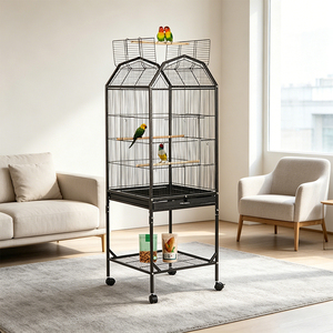 Jaula de hierro nueva con parte superior abierta y base con ruedas, jaula grande <span class=keywords><strong>para</strong></span> loros, jaulas <span class=keywords><strong>para</strong></span> pájaros <span class=keywords><strong>para</strong></span> <span class=keywords><strong>periquitos</strong></span> - Product Image 4