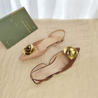 ZA 2025 été pointu métal Rose boucle bouche peu profonde sans lacet Slingback sandales chaussures