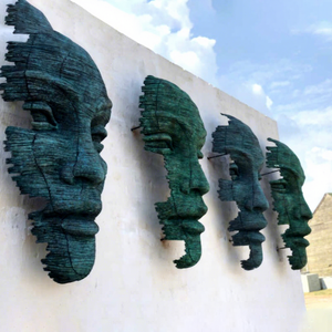 Grande Statue de <span class=keywords><strong>Visage</strong></span> Humain d'Art en Métal Bronze Abstrait <span class=keywords><strong>Sculpture</strong></span> de <span class=keywords><strong>Visage</strong></span> Mural Intérieur et Extérieur en 3D - Product Image 1