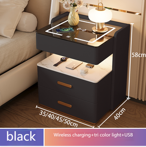 Comodino Smart di Lusso, Mobiletto da Comodino a 2 Cassetti con Ricarica Wireless, Luce LED e Serratura con Password - Product Image 2