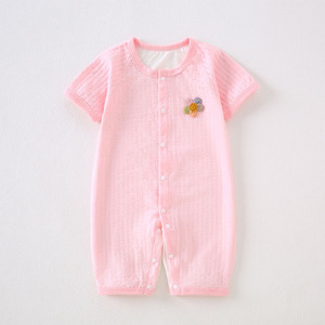 Combinaison d'été à manches courtes pour bébé, en pur coton, combinaison de ramper, combinaison climatisée pour bébé, <span class=keywords><strong>pyjama</strong></span> léger et respirant - Product Image 2
