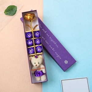 Caja de Regalo con Jabón de Rosa en Forma de Oso y Papel de Oro - Origen China, <span class=keywords><strong>Regalos</strong></span> para <span class=keywords><strong>Cumpleaños</strong></span> y Graduación - Product Image 4