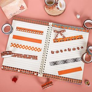 Set <span class=keywords><strong>de</strong></span> Cintas Decorativas Washi para Otoño, con Diseño <span class=keywords><strong>de</strong></span> Cuadros Buffalo, Hojas <span class=keywords><strong>de</strong></span> Arce y Gnomos, para Manualidades, Diarios y Álbumes <span class=keywords><strong>de</strong></span> Recortes - Product Image 3