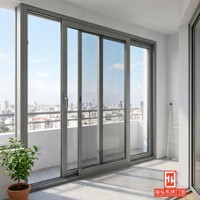 Трехстворчатое алюминиевое раздвижное окно со встроенной москитной сеткой, плавным механизмом скольжения, звукоизоляцией, на заказ для дома и квартиры