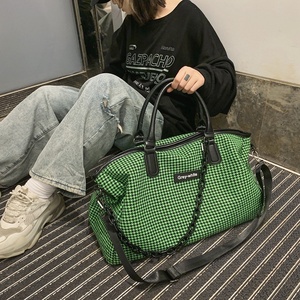 Venta al por mayor de punto de pata de gallo de la red personalidad negro <span class=keywords><strong>verde</strong></span> de moda duradera de fin de semana <span class=keywords><strong>deporte</strong></span> gimnasio bolso, bolso <span class=keywords><strong>bolsa</strong></span> de viaje - Product Image 4