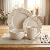 Service de table en céramique gaufrée en relief, style vintage européen, assiettes, bols et tasses en porcelaine, best-seller toute l'année
