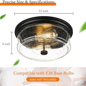 Lámpara de Techo de Cristal Estilo Industrial, Transparente con Metal Negro, para Dormitorios, Cocinas y Entradas - Product Image 3