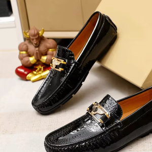 Mocassins en Cuir Véritable Haut de Gamme pour Hommes – Chaussures d'Été et d'Automne Légères, Anti-Odeur, à Enfiler, pour Affaires, avec Imprimé de Marque Tendance - Product Image 4