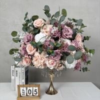 DKB Factory Wholesale 50cm Composition florale artificielle Série Blanc Vert Boule de fleurs en soie Centres de table pour la décoration d'événements