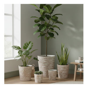 Maceta Leizisure Jepson Retro Creativa de Resina de Magnesio, Personalizada, con Diseño de Hoja de Tigre, Grande, con Autorriego - Product Image 1