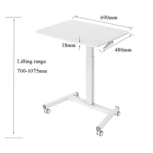 Yeni ürün taşınabilir özel yuvarlak büyük ahşap masaüstü el krank manuel oturan ayakta yüksekliği ayarlanabilir masa