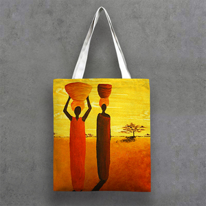 Estilo <span class=keywords><strong>de</strong></span> moda <span class=keywords><strong>vida</strong></span> humanística Africana pintura al óleo tamaño mediano bolsa <span class=keywords><strong>de</strong></span> lona <span class=keywords><strong>de</strong></span> algodón - Product Image 4