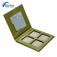 Boîte de palette en papier magnétique écologique à 4 compartiments, vide, compacte, avec miroir pour fards à paupières et illuminateur, étui cosmétique personnalisé