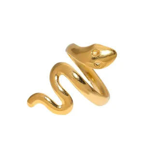 조정 가능한 성격 티타늄 스틸 링이있는 뱀 모양의 반지 패션