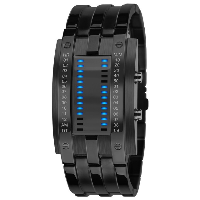 Korean Version Novelty Two-Line Binary LED Display Digital Wristwatch for Women Men Sport Luxury Watch with Band Positioning