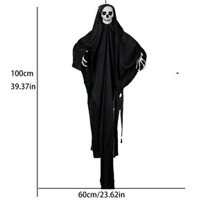 Decorazione di Halloween, Fantasma Appeso con Bocca Aperta e Braccia che Piangono, Accessori per Esterni, Teschio Horror in Plastica e Tessuto per Adulti, Jamie Appeso - Product Image 6