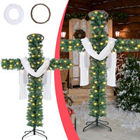 Sapin de Noël artificiel pliable de 1,5 m pré-éclairé avec 100 lumières LED blanc chaud, utilisation intérieure, portable, haute qualité