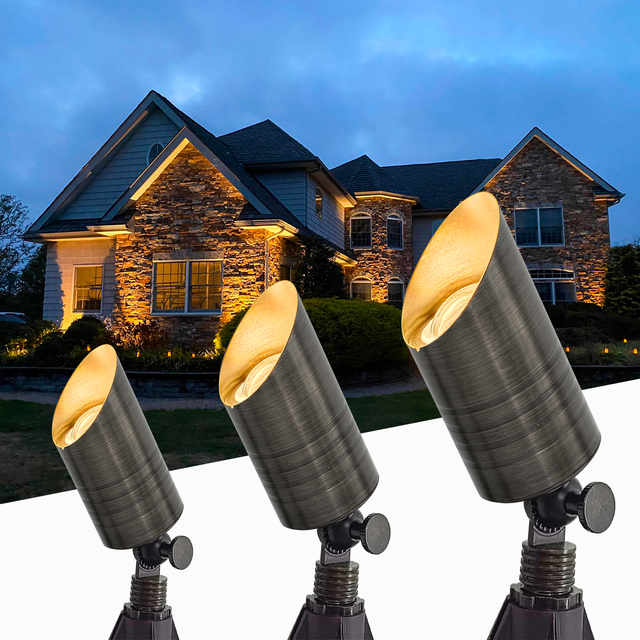 RAL-8100-BBR Cast Brass Smart Outdoor Spot Lights Antique Bronze for Outdoor Lighting Garden Light Low Voltage
