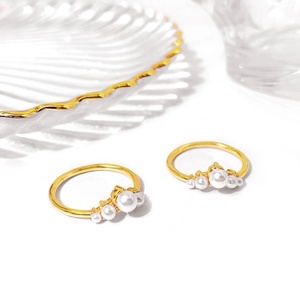 Anillo de Moda Minimalista al por Mayor, Joyería de Latón, Anillo Delicado con Perla Chapado en Oro de 18K para Chica - Product Image 6