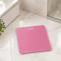 Balance de salle de bain numérique haute précision, pèse-personne électronique durable en verre trempé avec écran LED coloré pour la maison