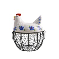 Creatieve Ei Mand Kip Draad Kippenei Houder Fruitmand Collectie Keramische Decoratie Keuken Opslag