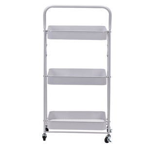 Organizer Hitam menangani bulat 3-Tier logam kereta makanan ringan kamar tidur sepeda jus buah berdiri troli dengan pegangan - Product Image 6