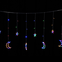 Warmweiß LED Moon Star Lamp String Fee Vorhang Licht für Outdoor-Fenster Hochzeits feier Religiöse Feiern Twinkle Ramadan